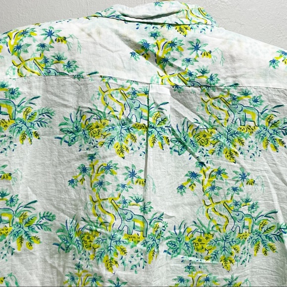 ROBERTA ROLLER RABBIT Women’s White Green Elephant Print Button Up Top - Picture 5 of 9